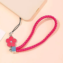 Flower Shape Metal Alloy Pendant with Braided Leather Hand Strap (1 Pc)