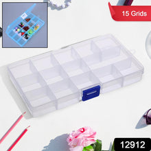 15-Grid Clear Plastic Jewelry Organizer Box with Dividers (1 Pc)
