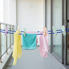 Washing line rope with clips